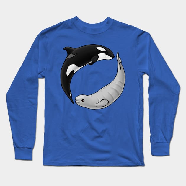 Baby Beluga and Orca Circle Long Sleeve T-Shirt by Art by Aelia